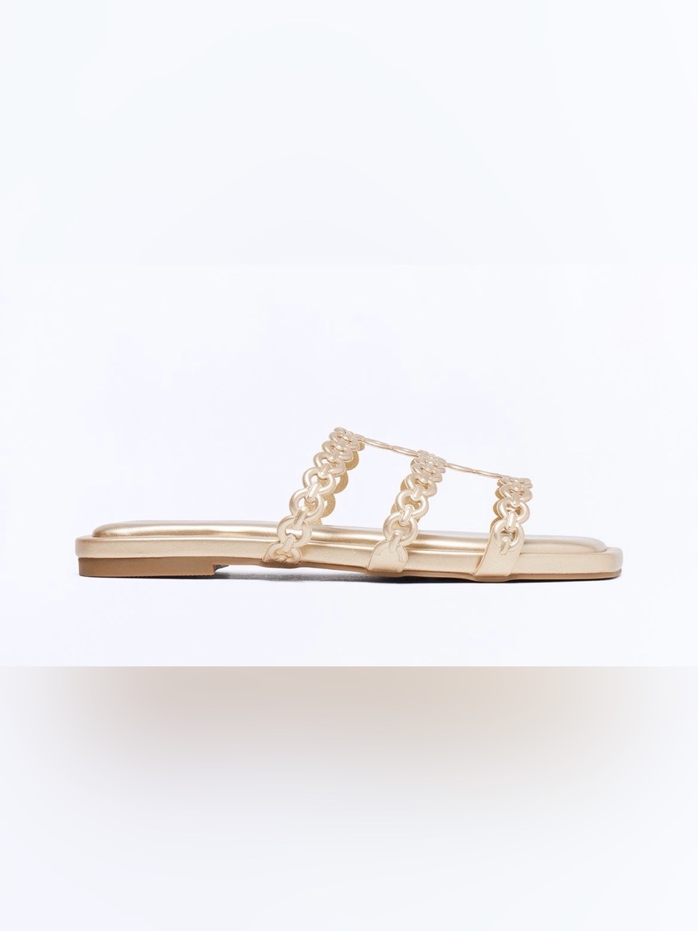 Fashion Nova Women's Metallic Gold Chain-Strap Slide Sandals💛